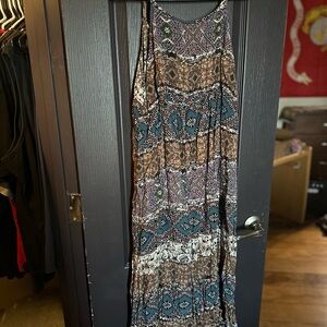 Zanzea Teal, Brown & Purple Boho Maxi Dress